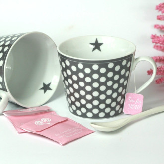 Porcelánový hrnček Dark grey dots 350 ml