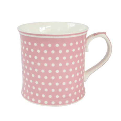 Porcelánový hrnček s bodkami 380 ml - ružový