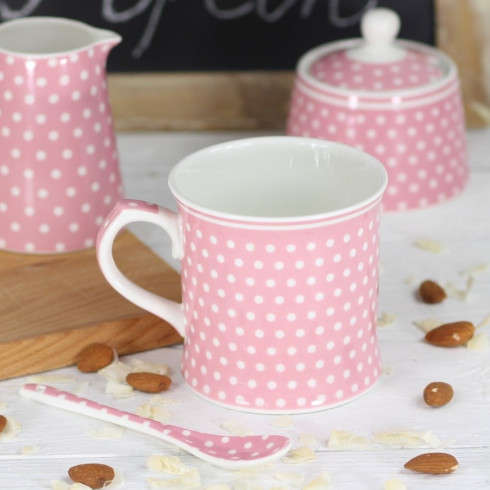 Porcelánový hrnček s bodkami 380 ml - ružový