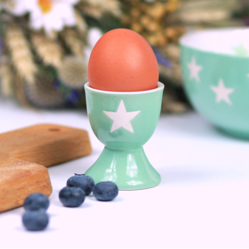 Porcelánový stojan na vajíčko Minty green Stars Porcelánový stojan na vajíčko Minty green Stars