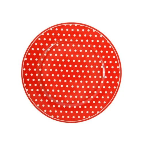 Porcelánový tanier s bodkami 19 cm - červený