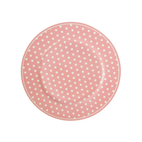 Porcelánový tanier s bodkami 19 cm - ružový