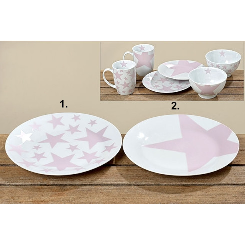 Porcelánový talíř s hvězdami 20 cm - růžový