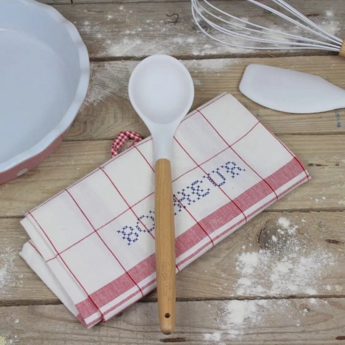 Silikónová lyžica na šalát - 31 cm biela