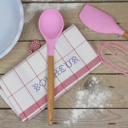 Silikonová lžíce na salát 31 cm růžová