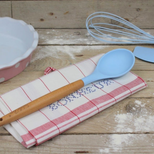 Silikónová lyžica na šalát - 31 cm svetlo modrá