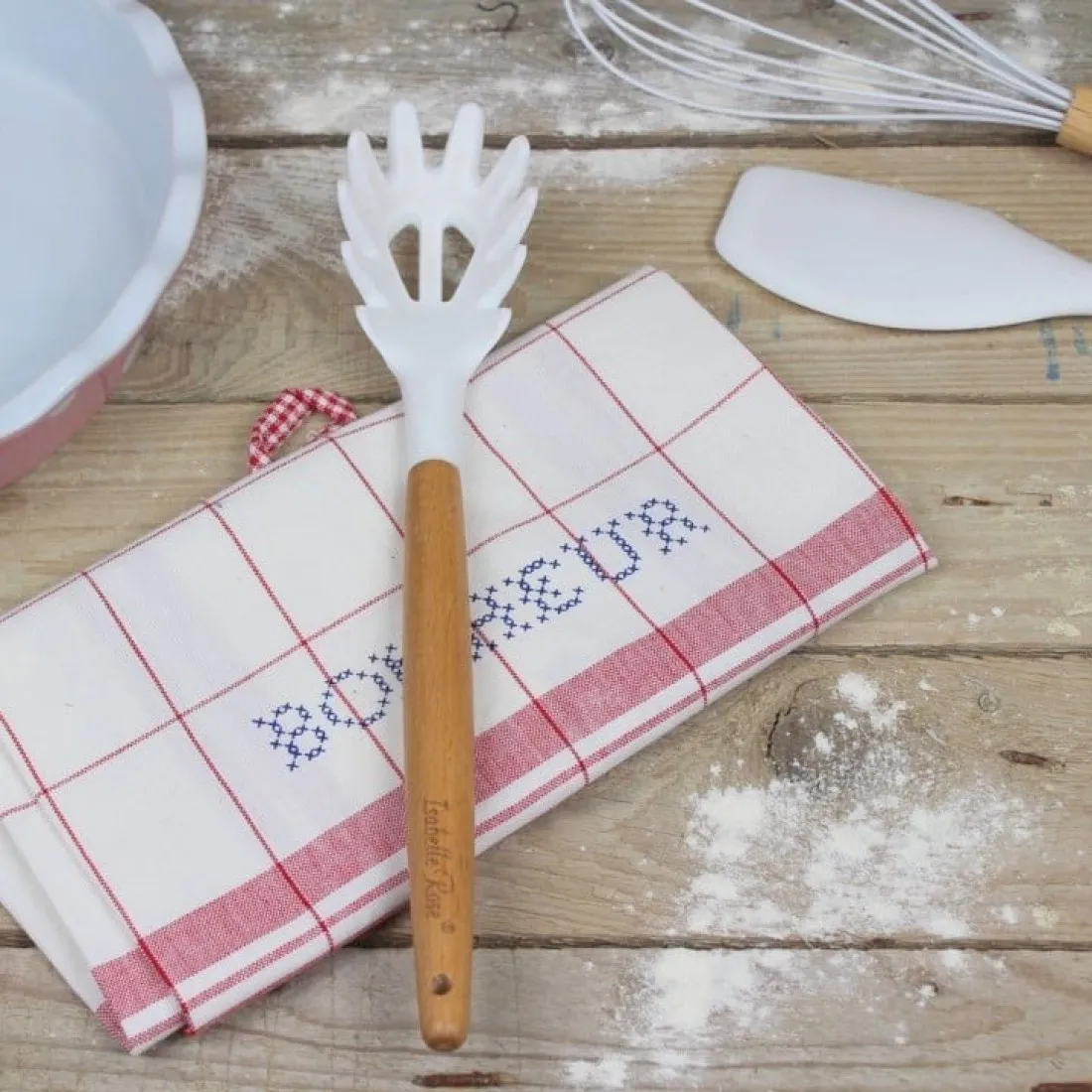 Silikónová lyžica na špagety - 31 cm biela