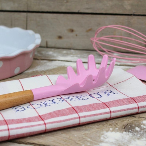 Silikonová lžíce na špagety - 31 cm růžová