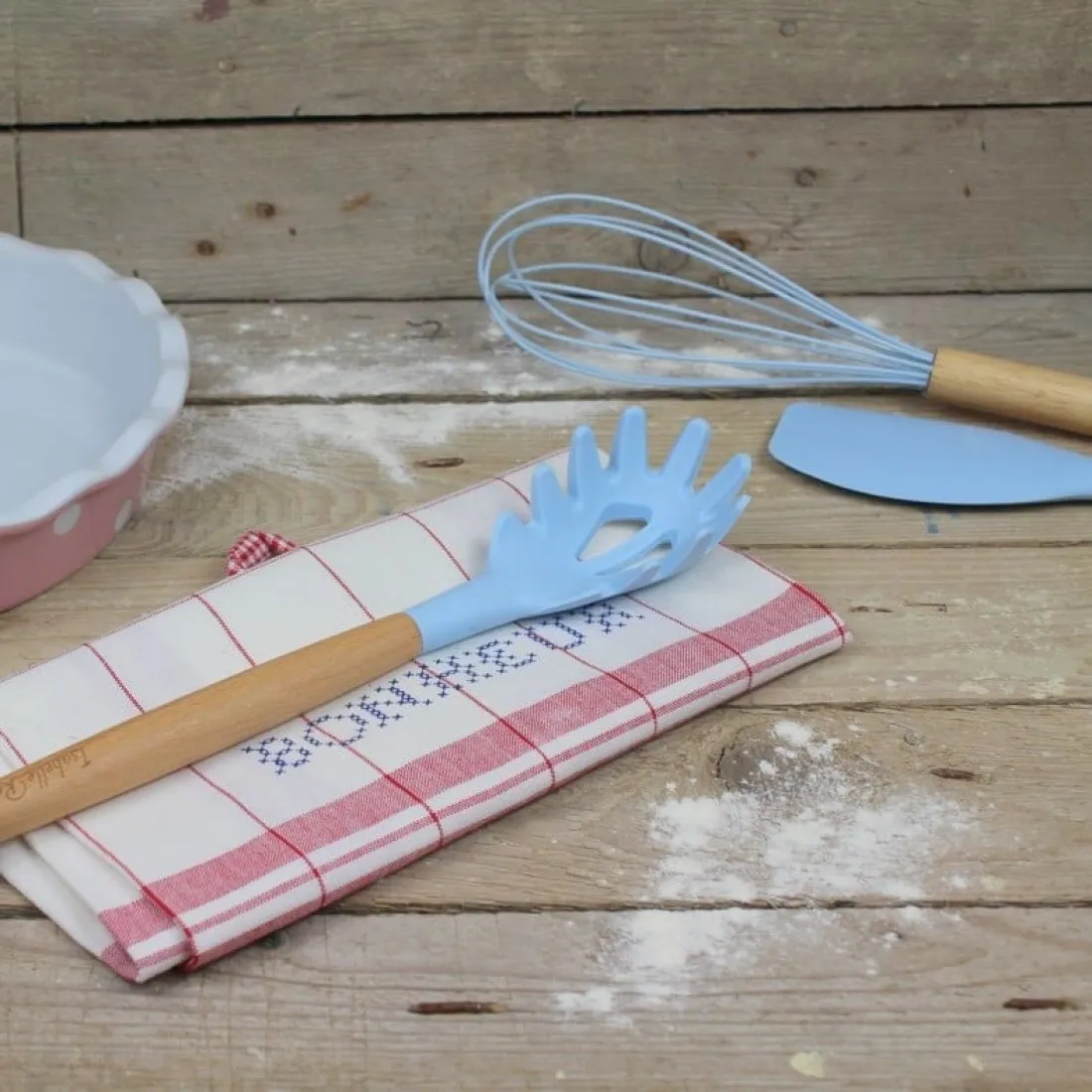 Silikónová lyžica na špagety 31 cm - svetlo modrá