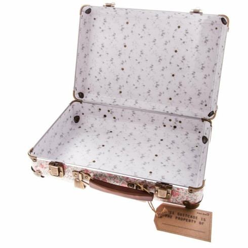 Veľký kartónový kufor s drevenou ochranou - kvetinový dekor