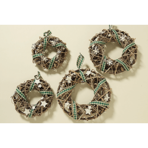 Vianočný veniec hviezdičky / vločky 29 cm