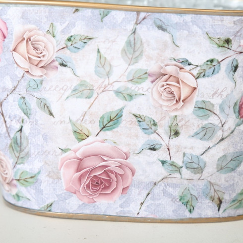 Zinkový kvetináč s ružami - 28 cm Zinkový kvetináč s ružami - 28 cm