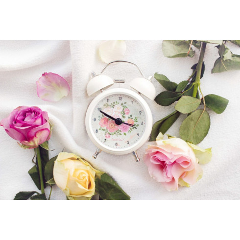 Kovový retro budík biely