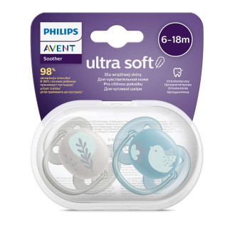 Dojčenský cumlík Ultrasoft Premium AVENT zvieratá 6-18 miesacov 2 ks