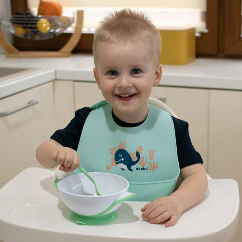 Sada miska s přísavkou a lžička - 300 ml, zelená