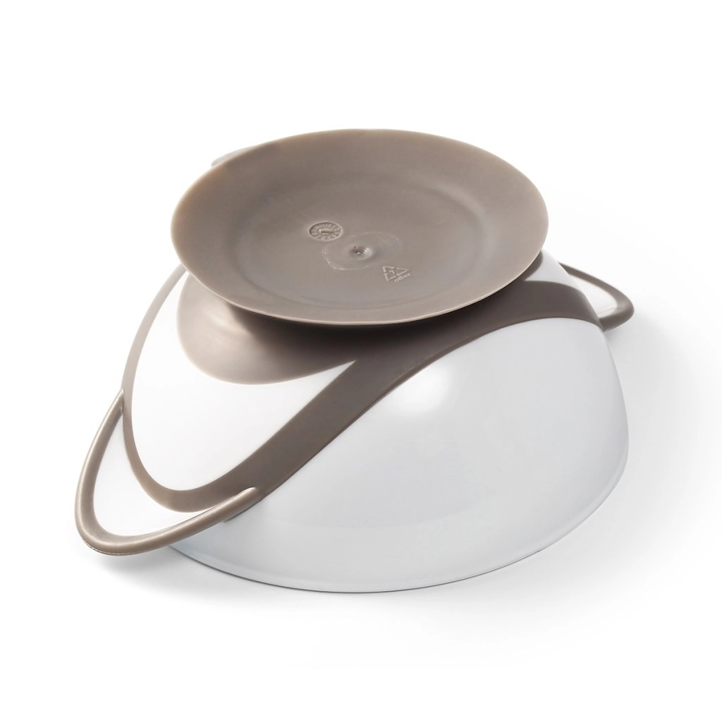 Dětská miska s přísavkou a lžičkou Baby Ono - bílo-šedá