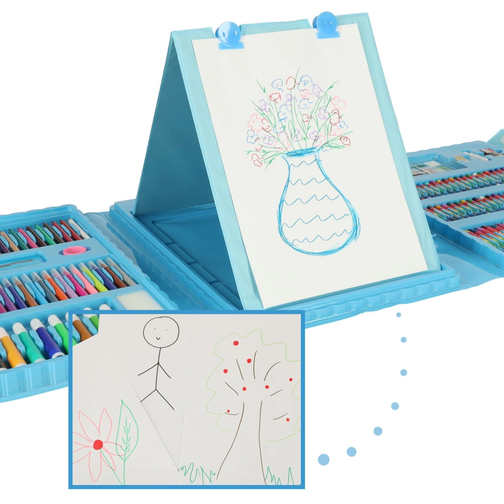 Detská výtvarná sada v kufríku 208 ks, modrá