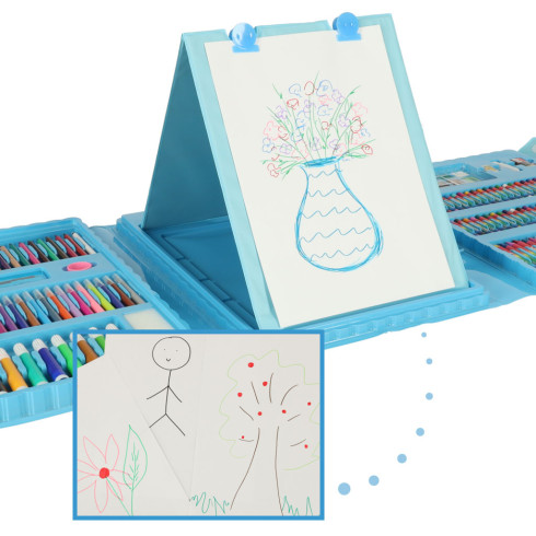 Detská výtvarná sada v kufríku 208 ks, modrá
