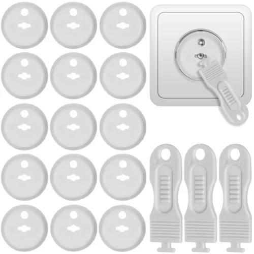 Bezpečnostné záslepky do zásuviek 15 ks + kľúč - biele