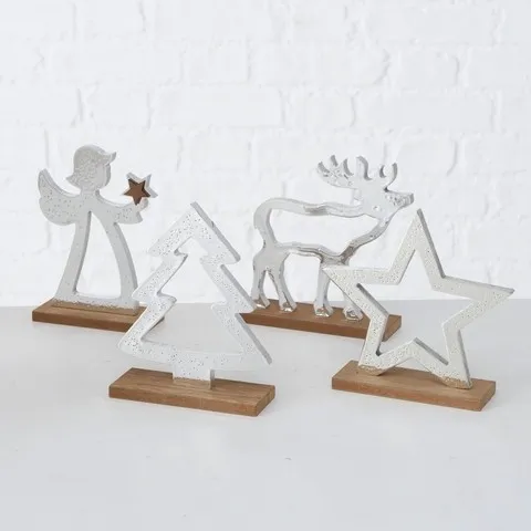 Drevená vianočná dekorácia - strieborná 15 cm 