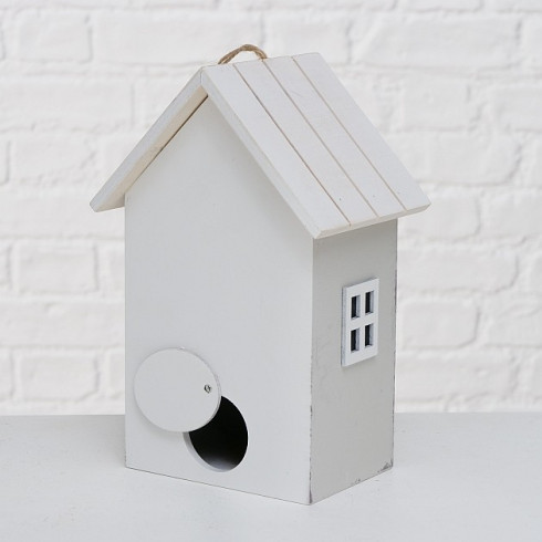 Drevená vtáčia búdka s ružami - 22 cm