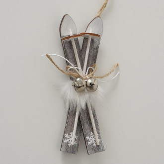 Drevená zimná dekorácia lyže 15 cm