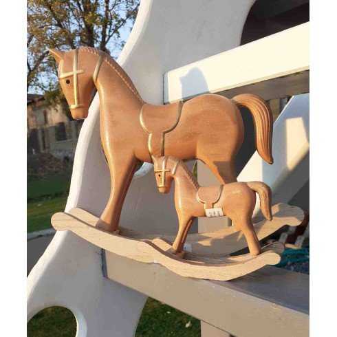 Drevený hojdací koník 23 cm hnedý