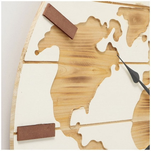 Hodiny nástenné drevené s motívom mapy - 74 cm