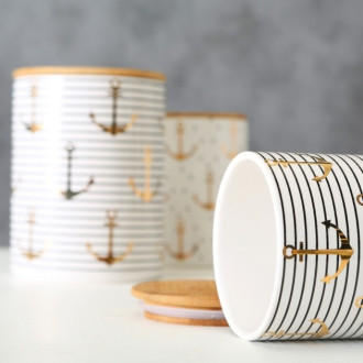 Keramické dózy s bambusovým vekom Anchor - set 2 ks