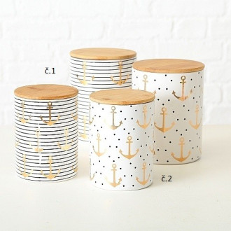 Keramické dózy s bambusovým vekom Anchor - set 2 ks