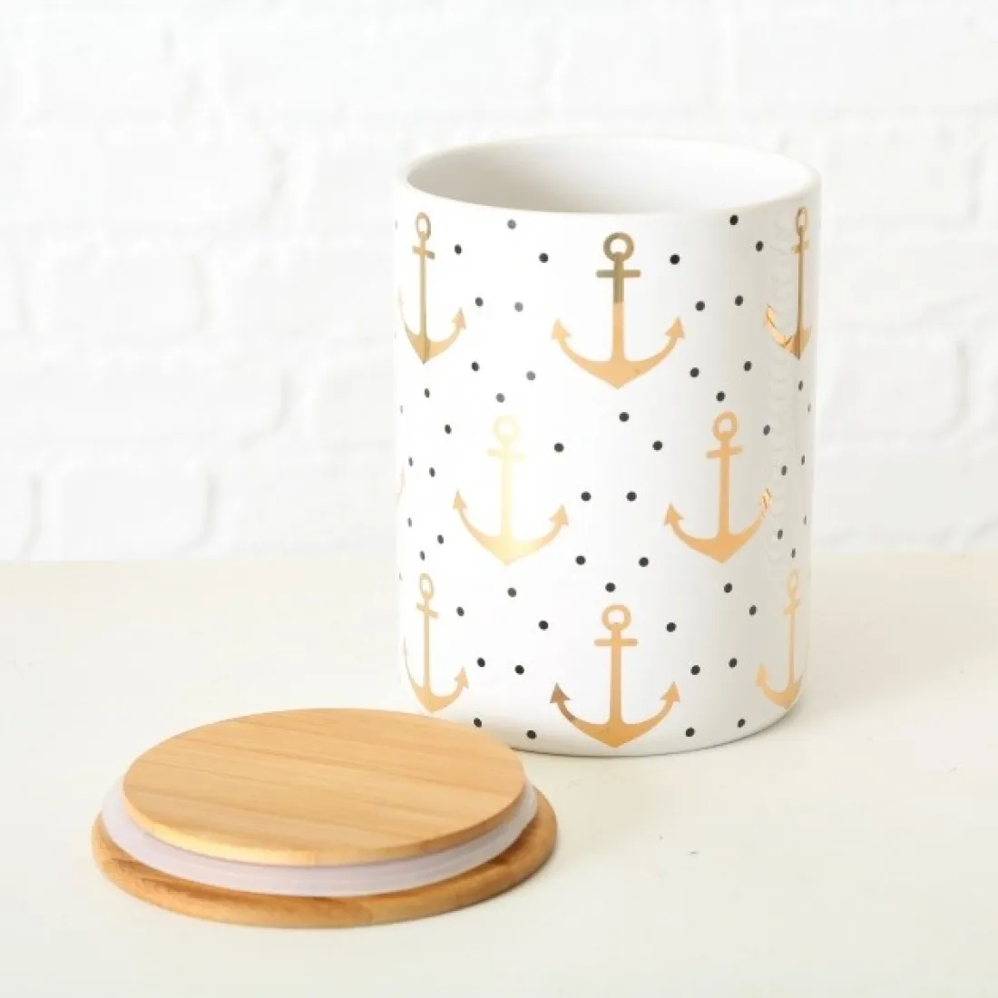 Keramické dózy s bambusovým vekom Anchor - set 2 ks