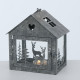 Kovová lucerna Zimní domeček 16 cm - bílý