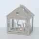 Kovový lampáš Zimný domček 16 cm - biely