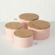 Porcelánové dózy s bambusovým víkem - růžové, set 2 ks