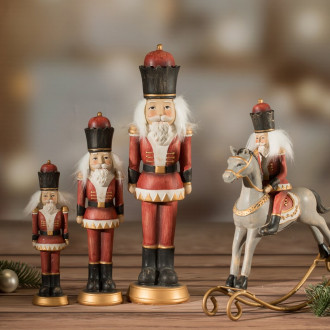 Vianočná figúrka luskáčika s hojdacím koníkom XL 22 cm