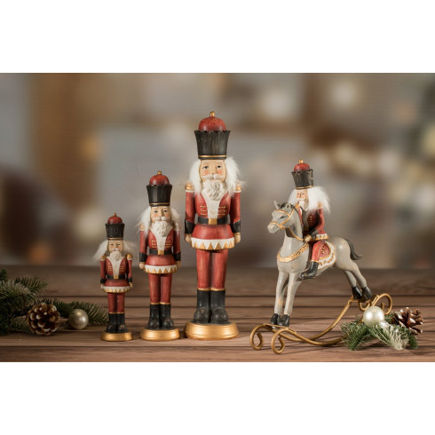 Vánoční figurka louskáčku s houpacím koníkem XL 22 cm