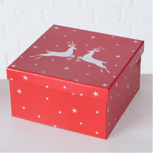 Vánoční kartonová dárková krabice motiv Vánoční Sob - vel. S 2