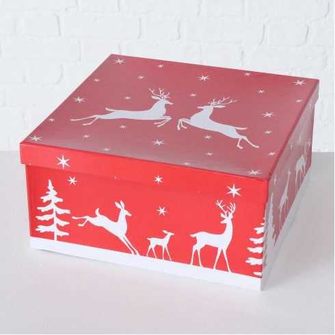 Vánoční kartonová dárková krabice motiv Vánoční Sob - vel. S 4