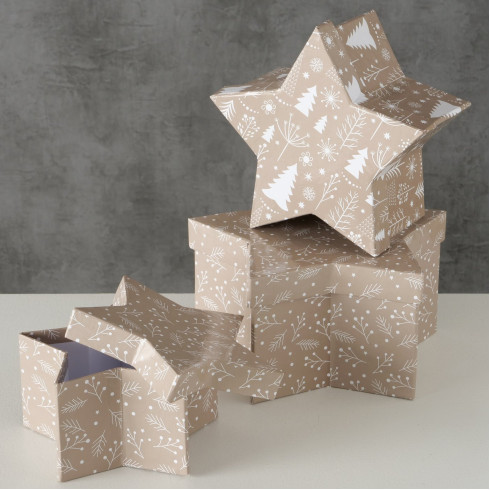Vánoční kartonová krabice hvězda set 3ks