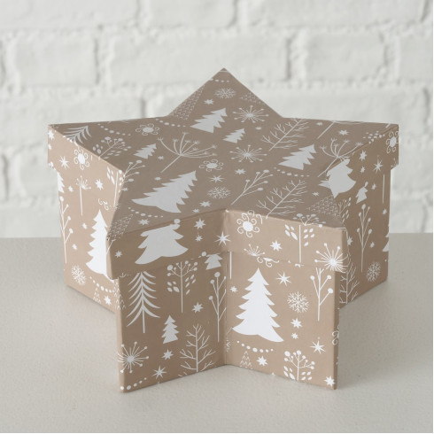 Vánoční kartonová krabice hvězda set 3ks