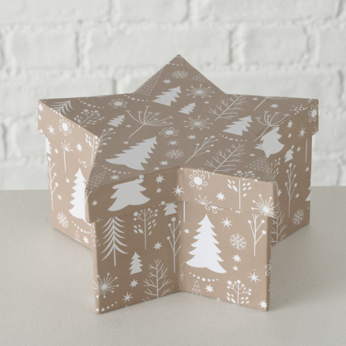 Vánoční kartonová krabice hvězda set 3ks