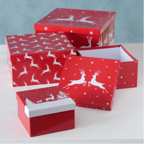 Vianočné kartónové darčekové  krabice motív Vianočný Sob - set 4ks