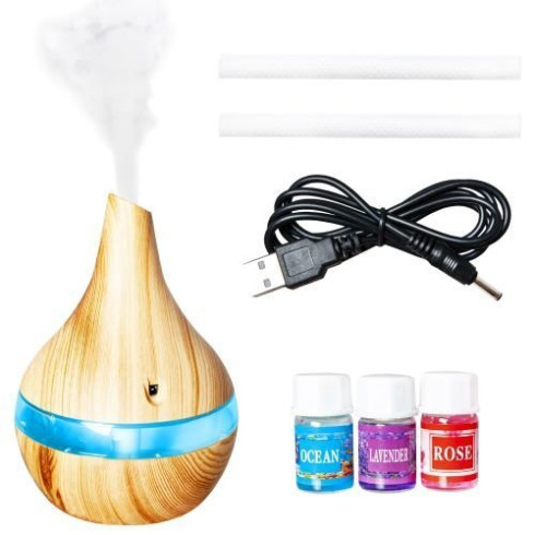 Ultrasonický USB aromatický zvlhčovač vzduchu 300ml - svetlo hnedý