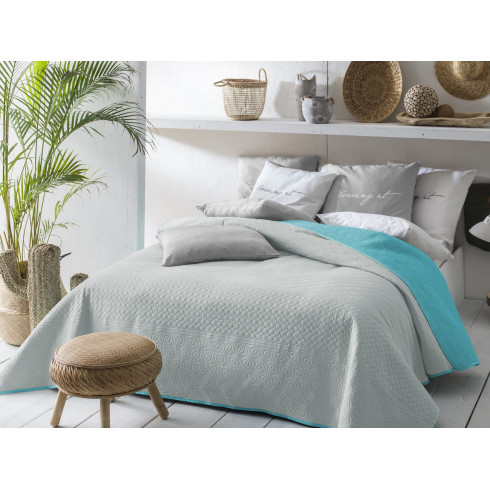 Obojstranný prehoz na posteľ Bueno - tyrkysový & svetlo sivý 200x220 cm