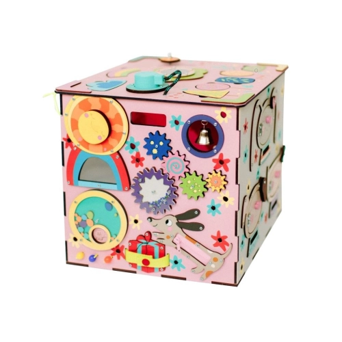 Activity board kocka XXL s LED - ružová