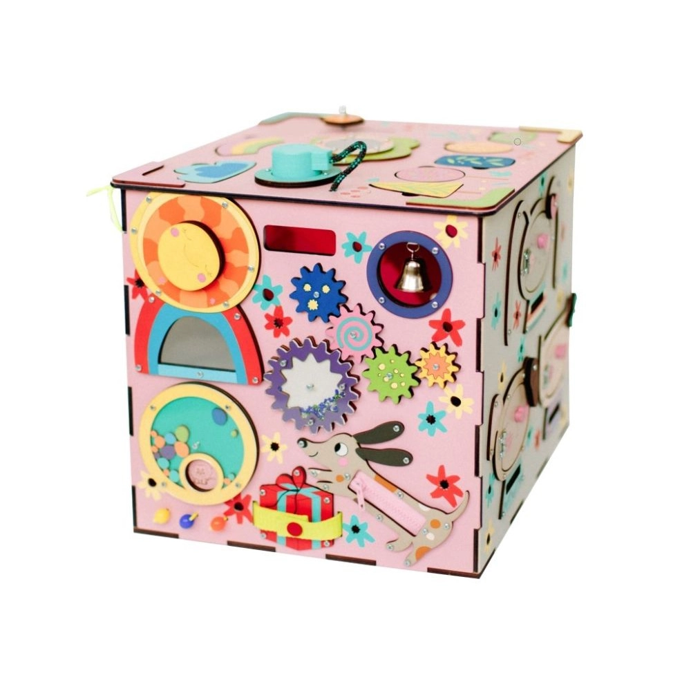 Activity board kocka XXL s LED - ružová