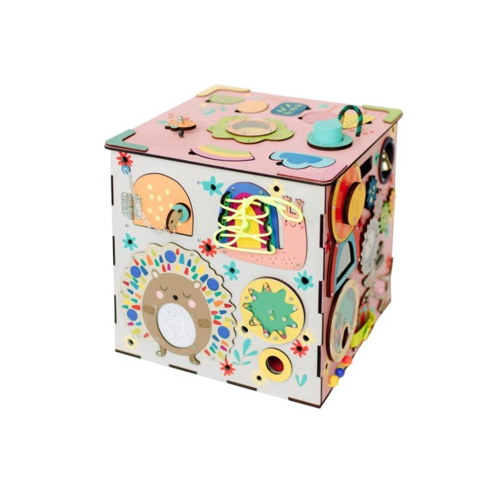 Activity board kocka XXL s LED - ružová