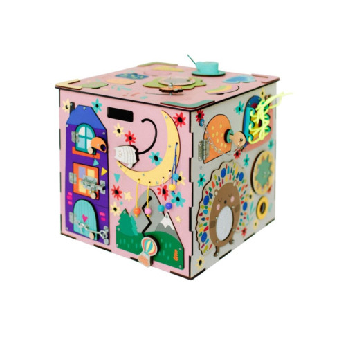 Activity board kostka XXL s LED - růžová