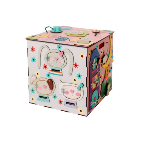 Activity board kostka XXL s LED - růžová