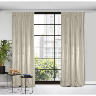 Designová závěs Rosa z jemného sametu - 135x300 cm - béžový uchycení řasící páska